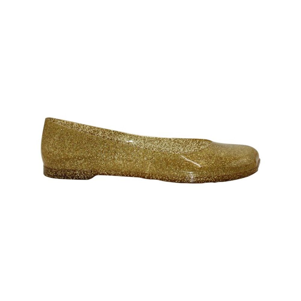 Loewe + Paula's Ibiza Glittered Ballet Flats in Gold PVC